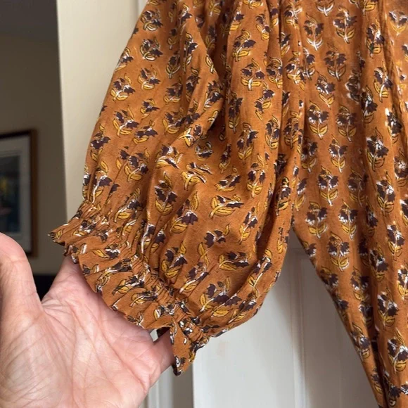 Daughters of India 100 pc cotton color blocked print Zuri style maxi dress. - Picture 3 of 4